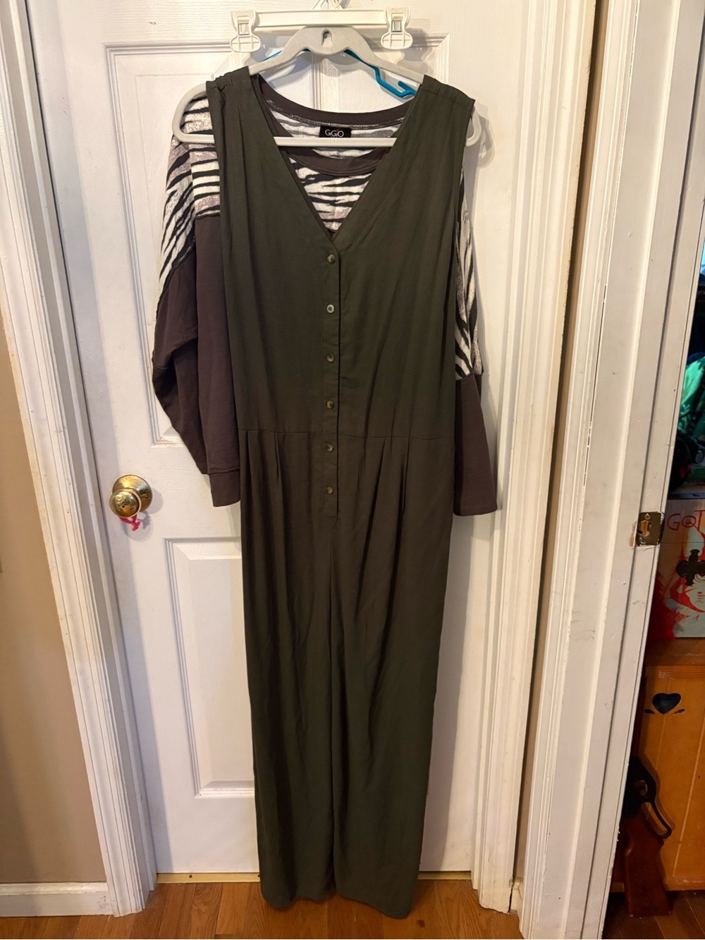 Gilli Olive Green Button-Front Maxi Dress